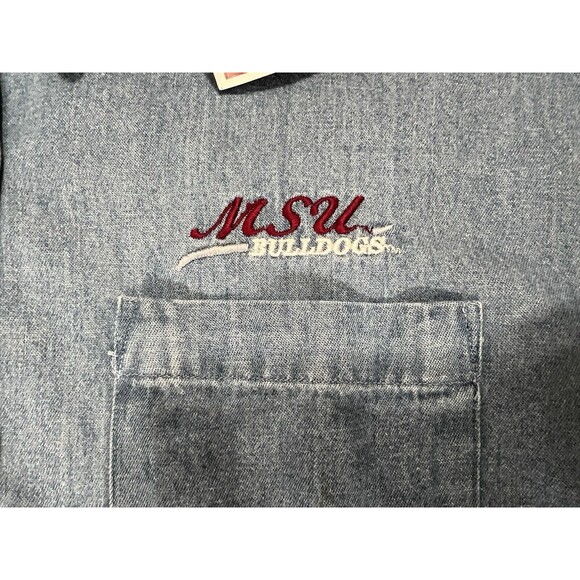 Mississippi State Bulldogs MSU Red Oak Blue Denim Button Shirt Large Long Sleeve - Picture 4 of 12
